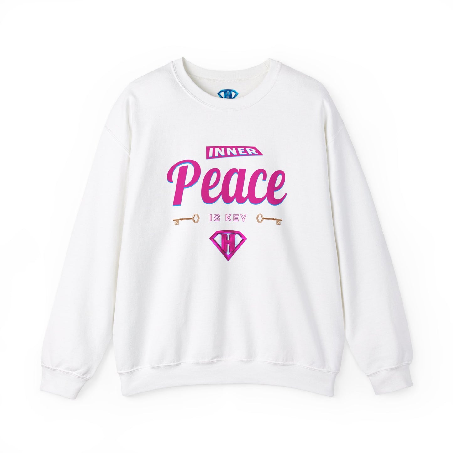 White & Pink "Inner Peace Is Key" Positivity Sweaters