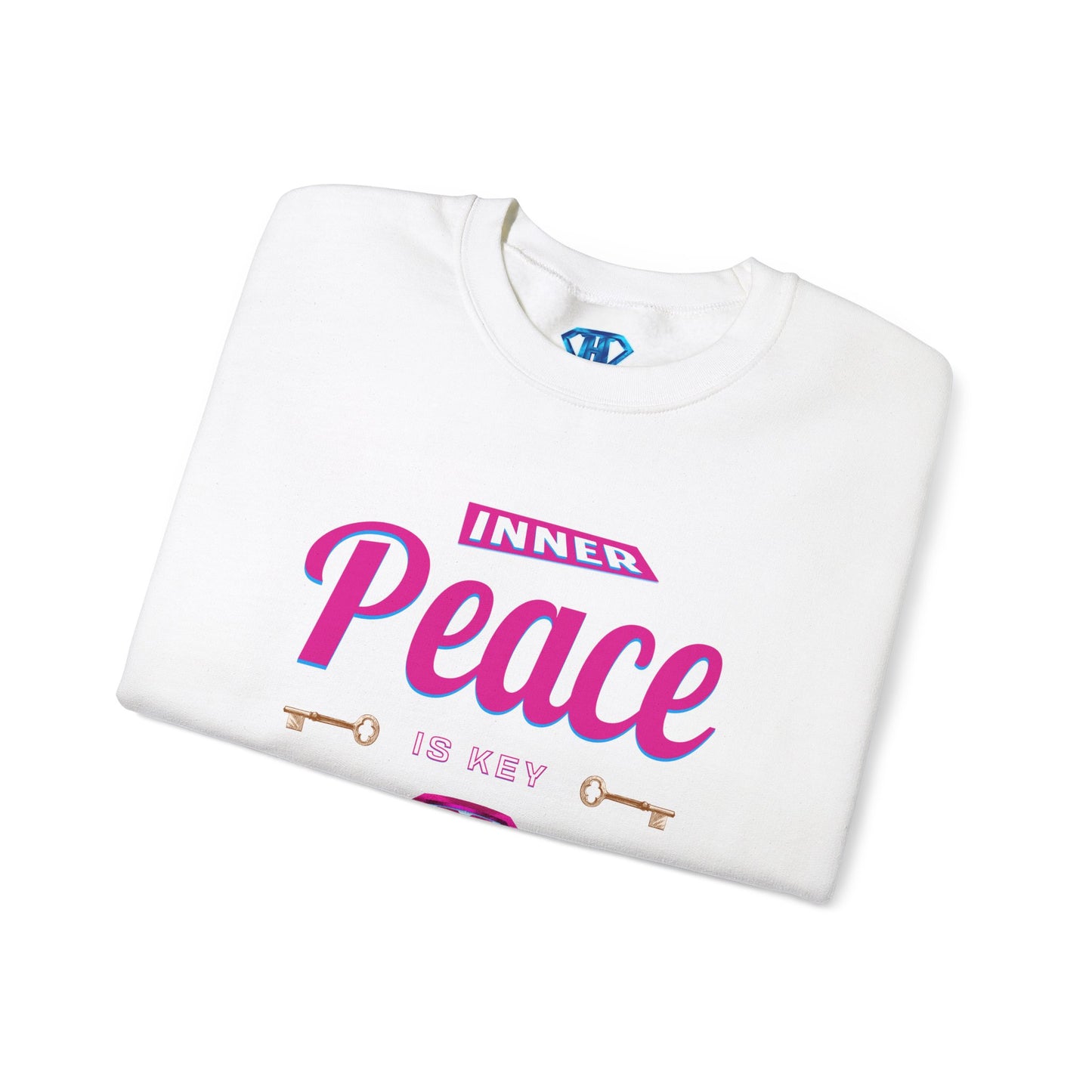 White & Pink "Inner Peace Is Key" Positivity Sweaters
