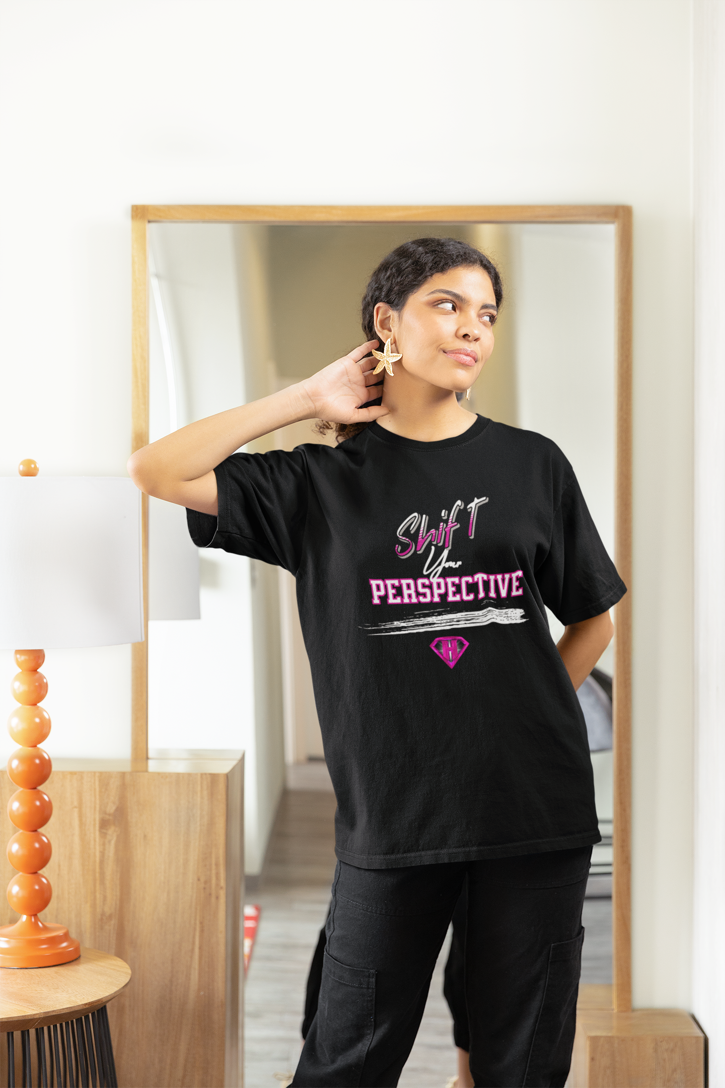 Black & Pink "Shift Your Perspective" Inspirational T-Shirts