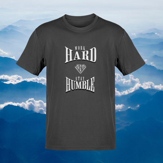 Grey "Work Hard and Stay Humble" Inspirational T-Shirt