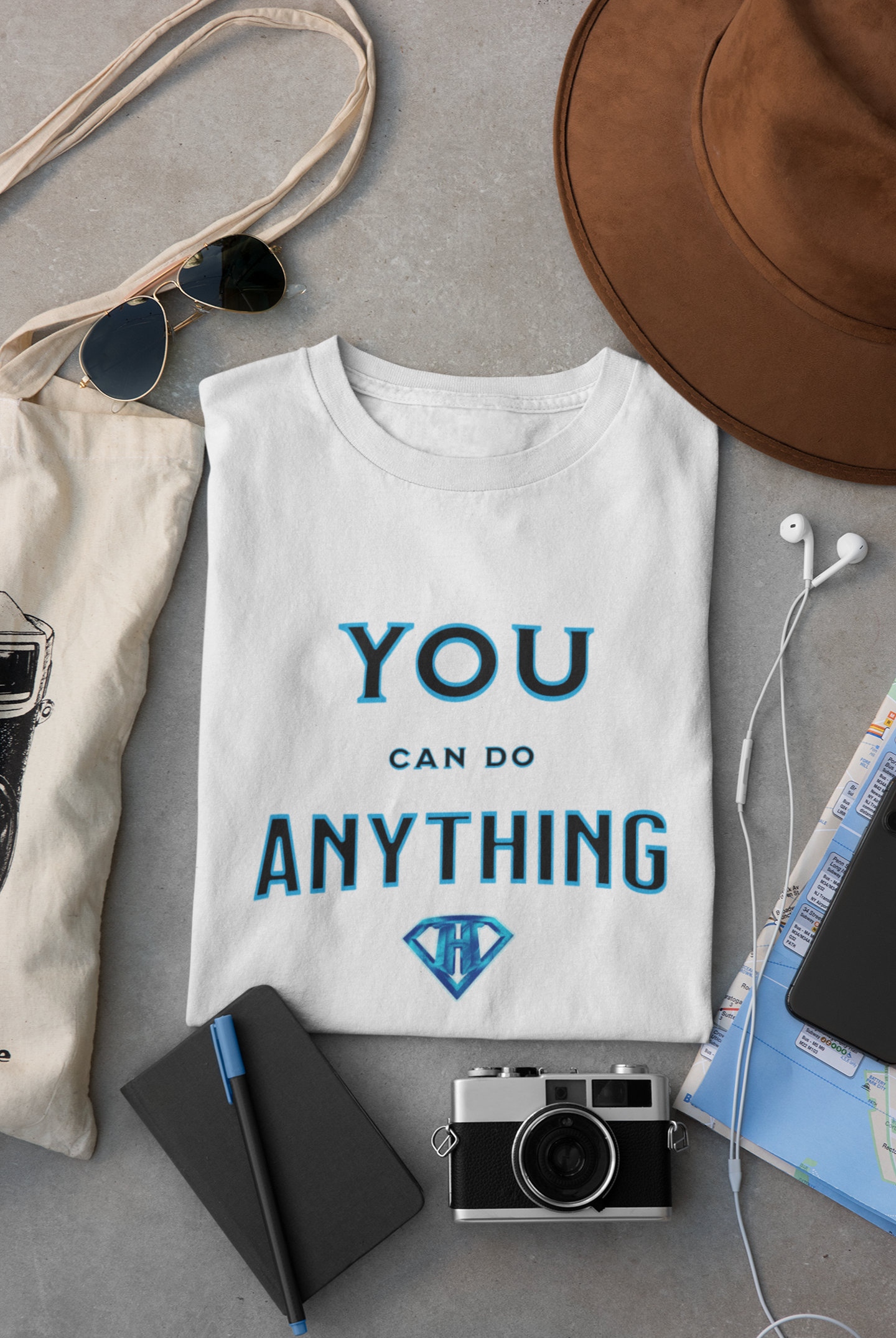 1 White "You Can Do Anything" Inspirational T-Shirt