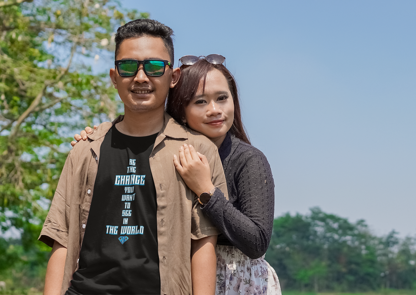 Black "Be The Change You Want To See In The World" Inspirational T-Shirt