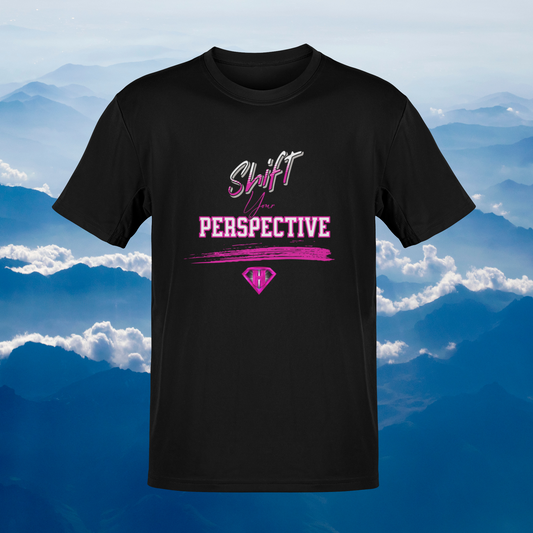 Black & Pink "Shift Your Perspective" Inspirational T-Shirts