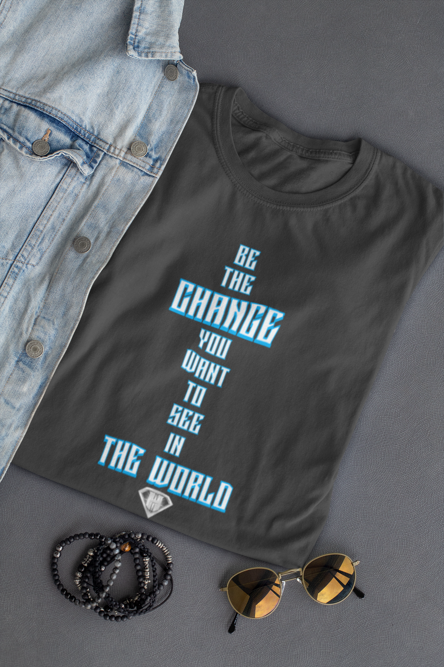 Grey "Be The Change You Want To See In The World" Inspirational T-Shirt