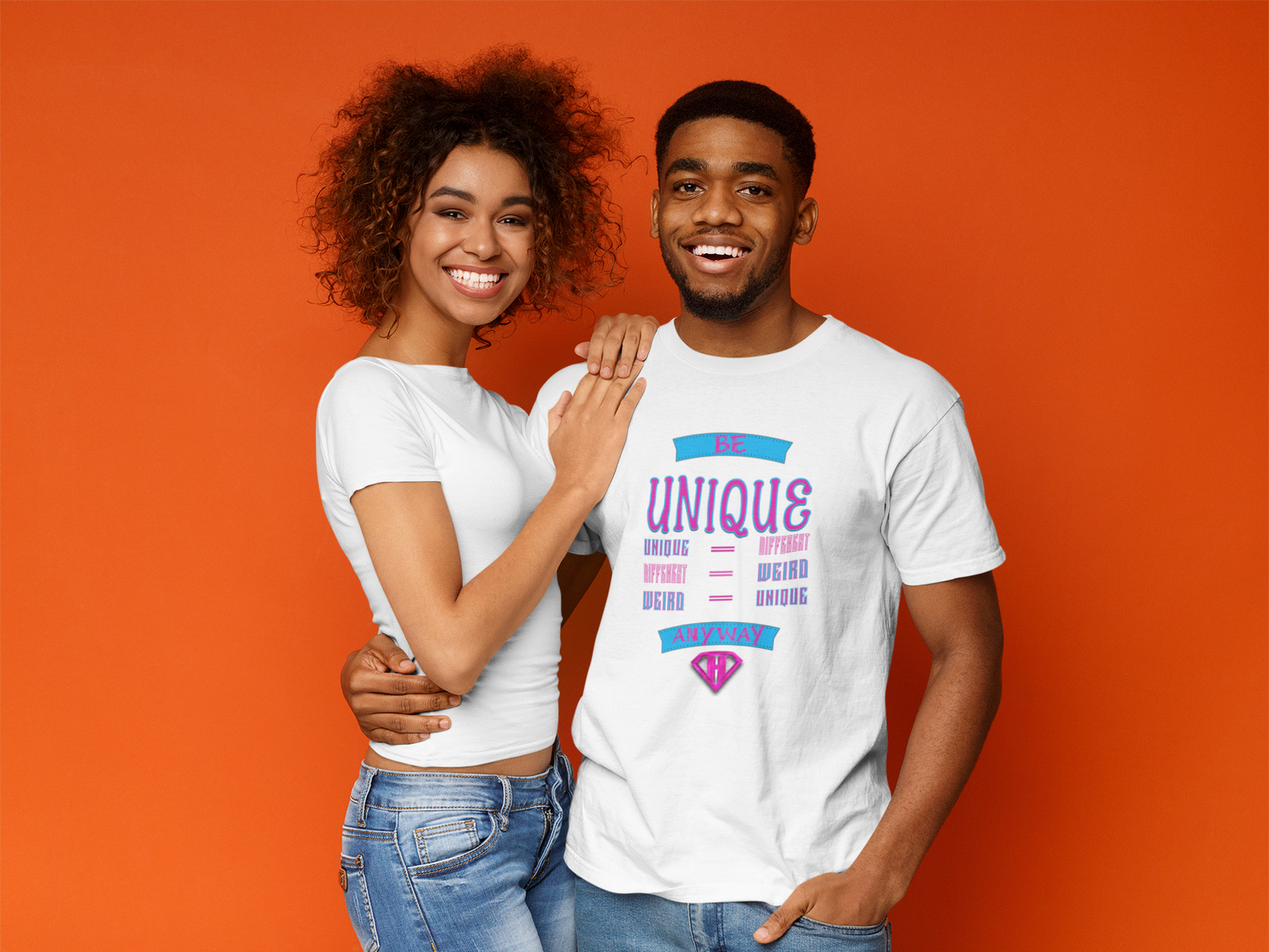 White & Pink "Be Unique Anyway" Inspirational T-Shirt