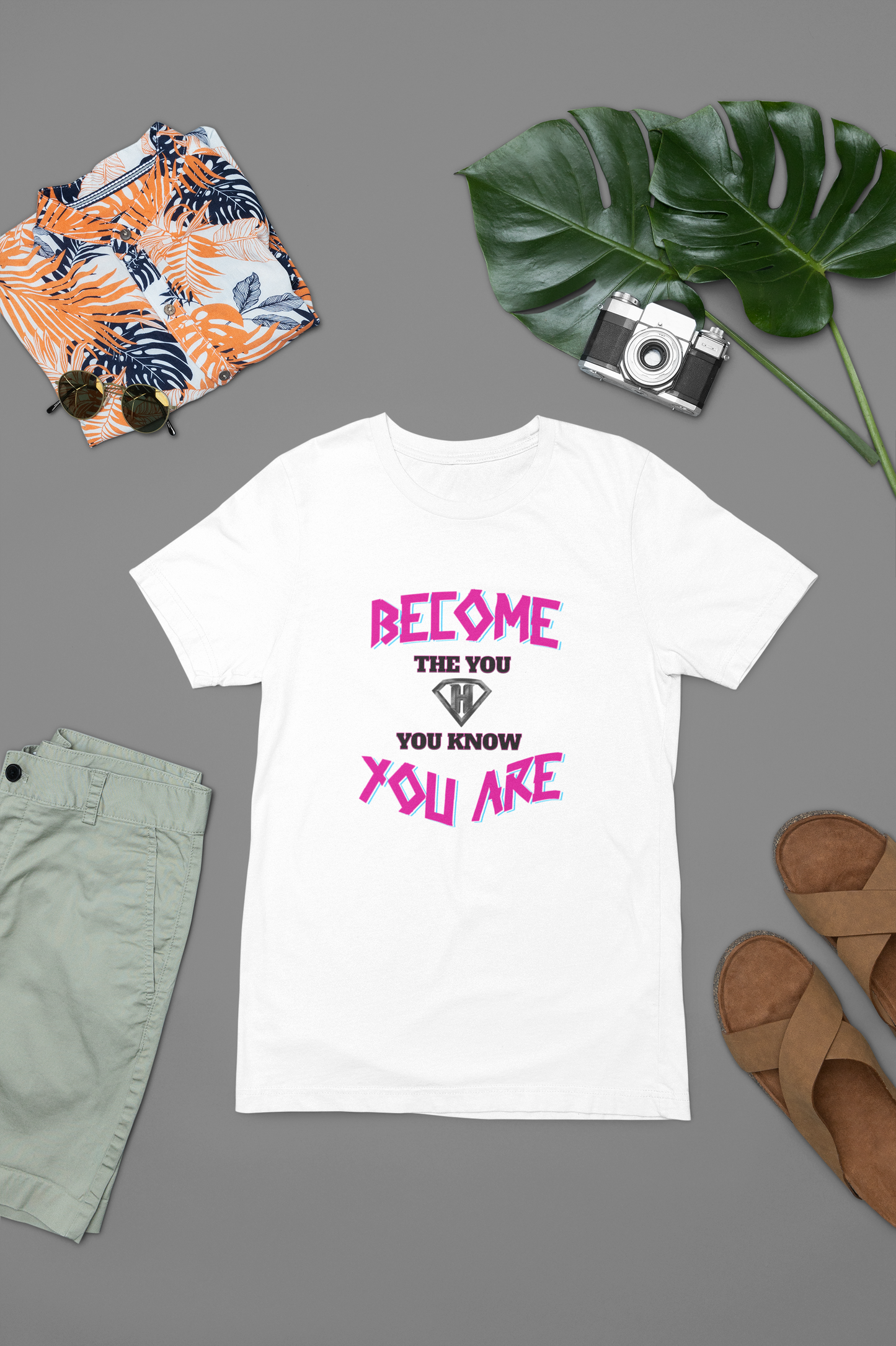 White & Pink "Become the You, You Know You Are" Inspirational T-Shirt