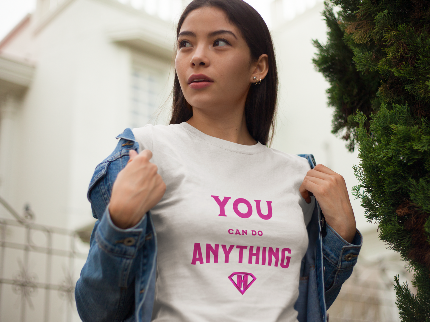 1 White & Pink "You Can Do Anything" Inspirational T-Shirt