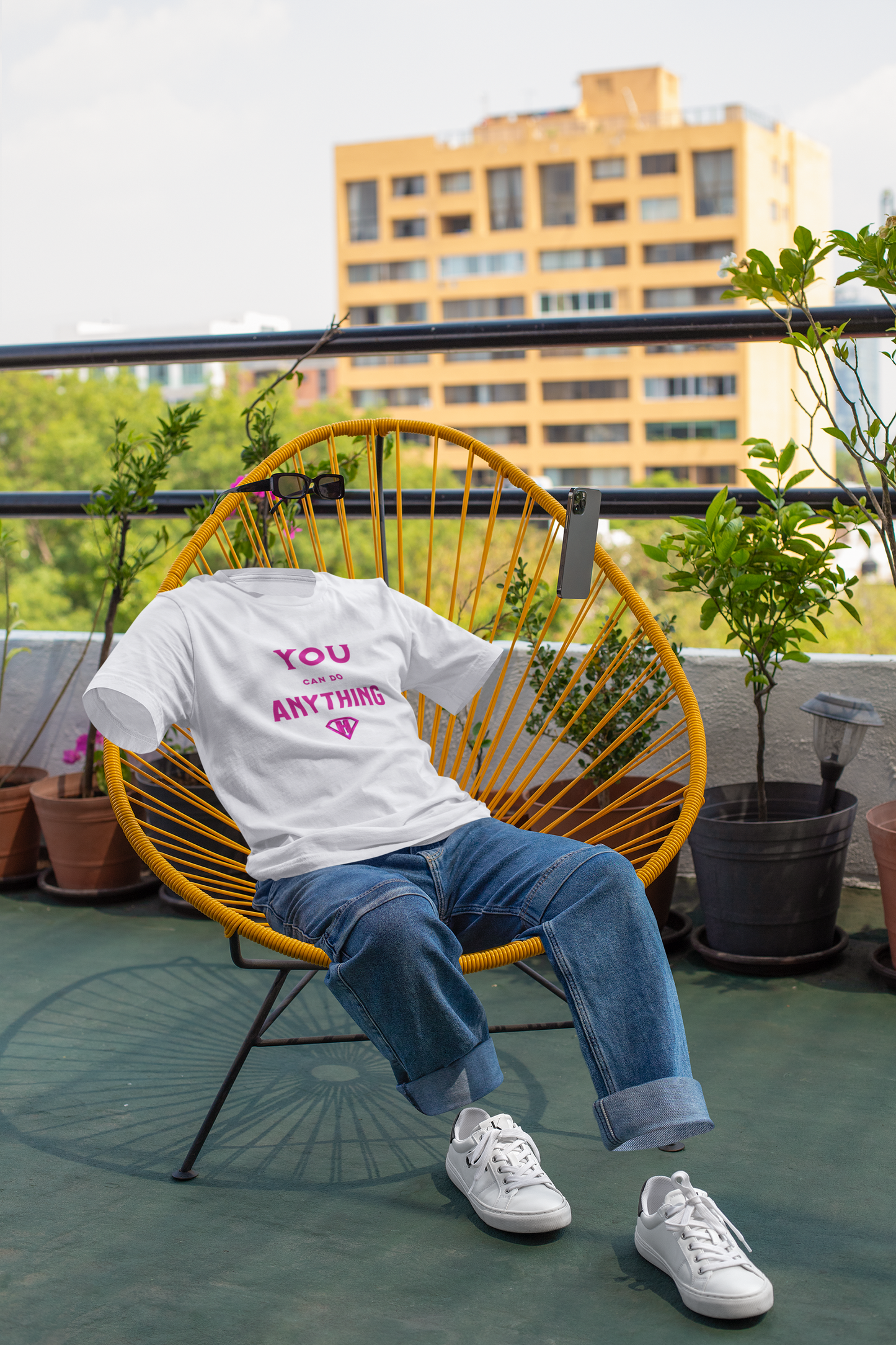 1 White & Pink "You Can Do Anything" Inspirational T-Shirt