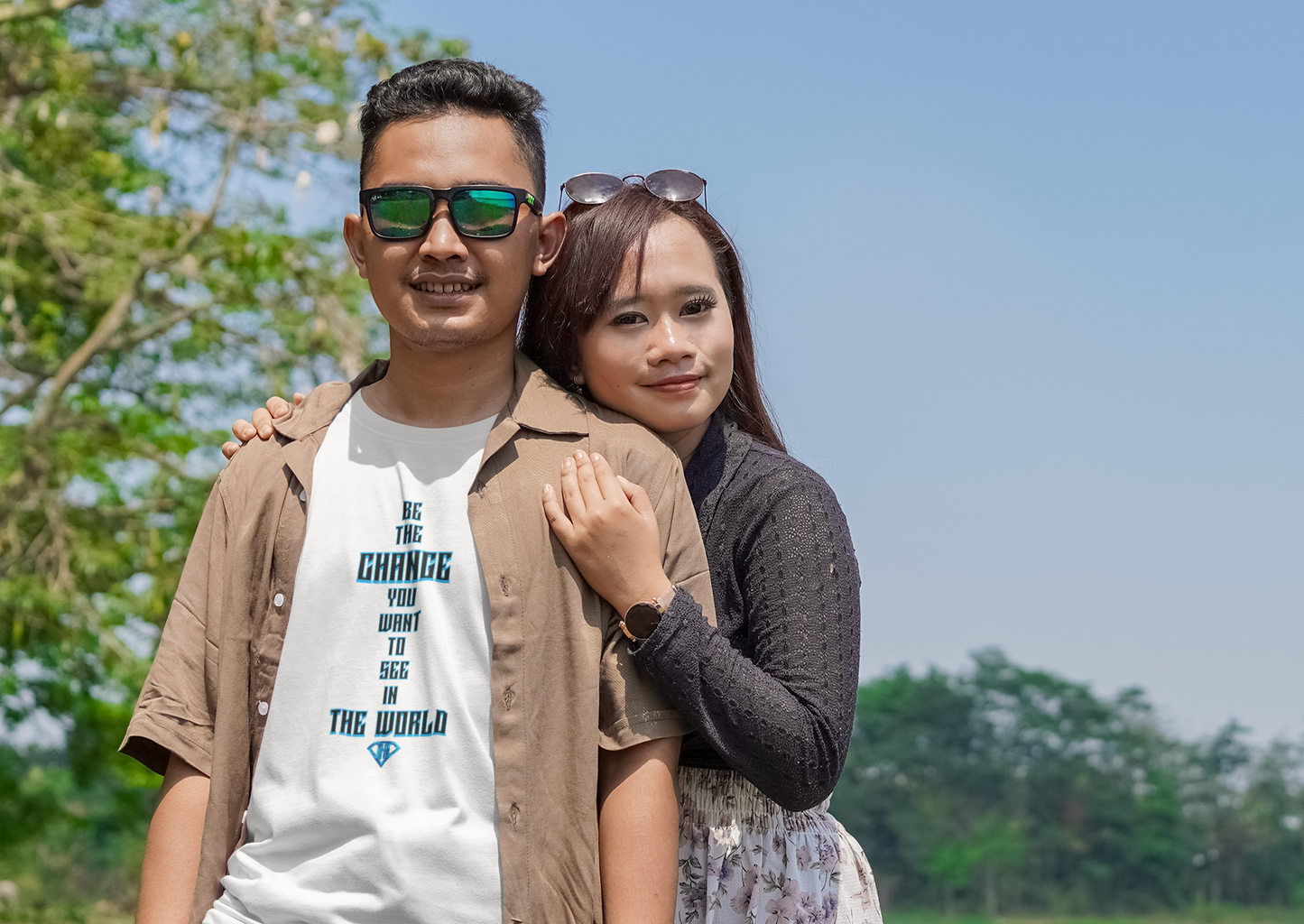 White "Be The Change You Want To See In The World" Inspirational T-Shirt